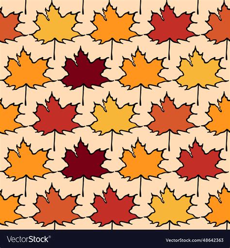 Maple leaves of different colors seamless pattern Vector Image