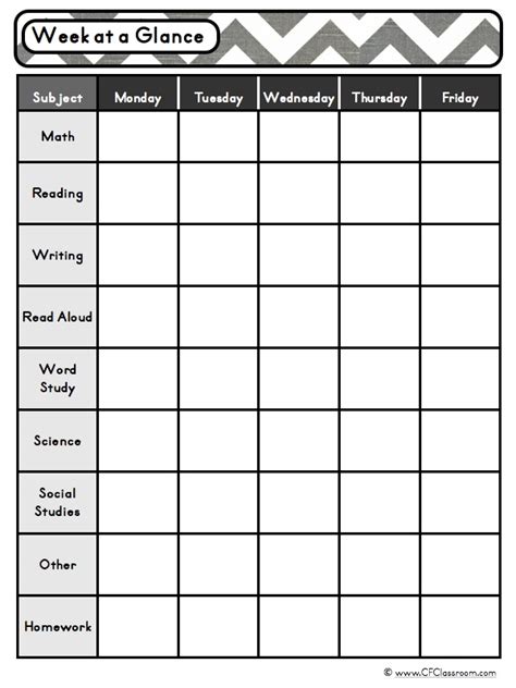 Week-At-A-Glance Planner: A Graphic Organizer for Lesson Planning ...