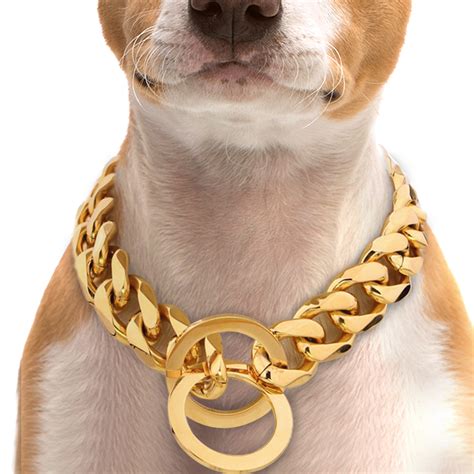 Gold Pinch Chain - Elegant & Stylish Dog Collar - Cuban Link Choke Design