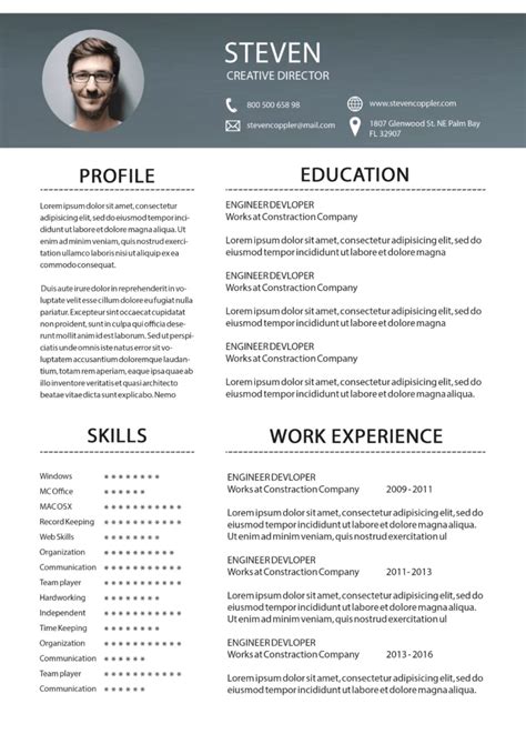 Creative resume CV free PSD template - PSD Templates Free