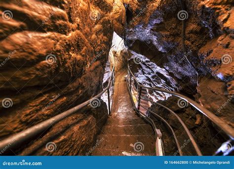 Descent into Limestone Caves for Speleological Sightseeing Stock Photo - Image of cavern ...