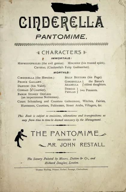 RARE VICTORIAN PANTOMIME Script by John Restall Cinderella 1898 original panto £49.95 - PicClick UK