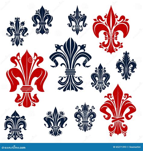 French Monarchy Fleur-de-lis Red and Blue Lilies Stock Vector ...