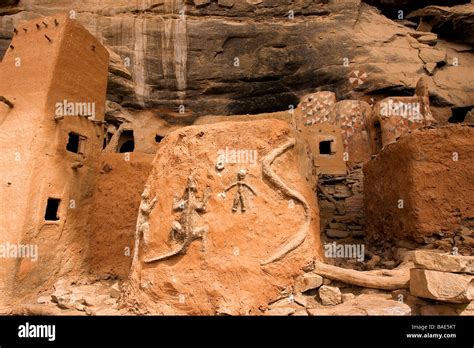 Mali, Dogon Country, Bandiagara Cliffs classified as World Heritage by UNESCO, Teli, Hogon House ...