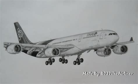 Thai Airways A340-500 - Realistic Drawing by A320TheAirliner on DeviantArt