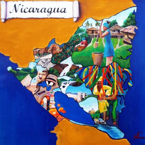 The Nicaragua Map Painting by Nasser Moreno | Saatchi Art