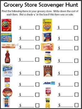 FREE Grocery Store Scavenger Hunt Printable