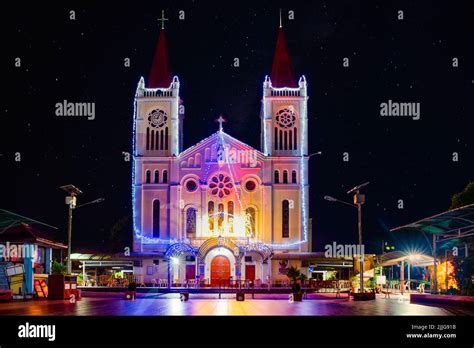 Baguio Cathedral at night under the starts Stock Photo - Alamy