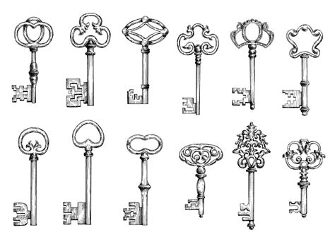 Old skeleton keys sketches set 11676015 Vector Art at Vecteezy