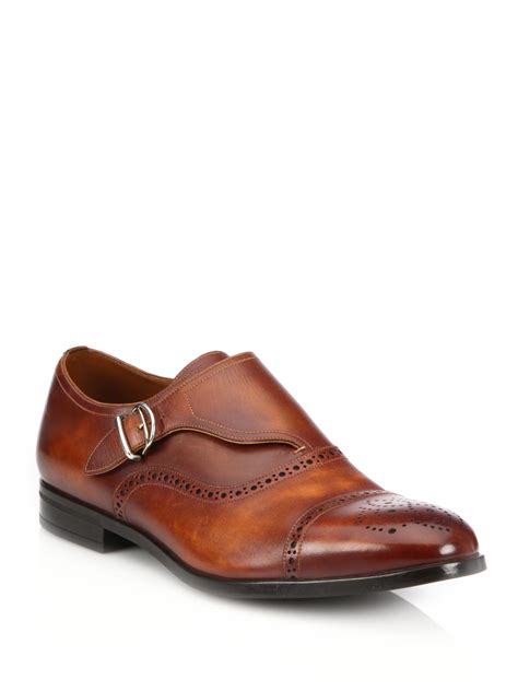 Lyst - Bally Lanor Perforated Monk-strap Dress Shoes in Brown for Men