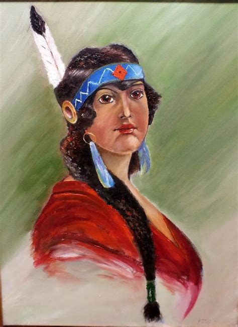 100% Hand Painted Canvas Oil Painting NATIVE AMERICAN INDIAN WOMEN OIL ...