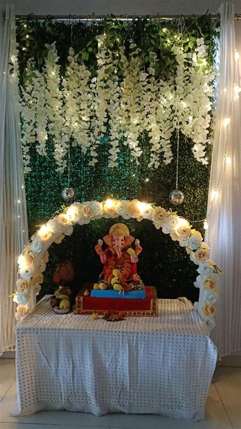 Ganpati bappa Decoration | Janmashtami decoration, Ganpati decoration design, Ganpati decoration ...