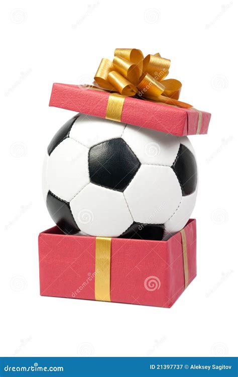 Soccer ball in a gift box stock image. Image of festive - 21397737