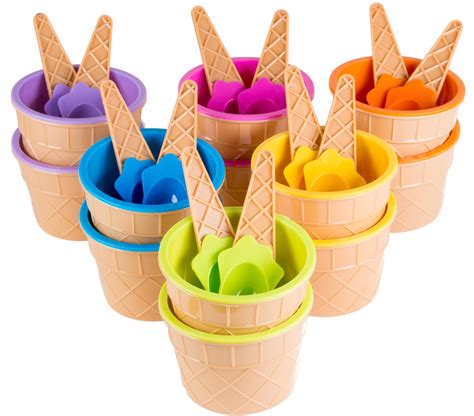 Buy Ice Cream Cups with Spoons / Large Plastic Dish with Spoon ...