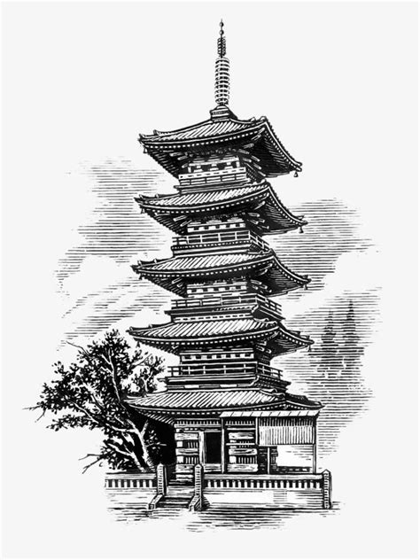 Resultado de imagen para pagoda dibujo | Tatuagem templo, Tatuagem de templo japonês, Templo japones