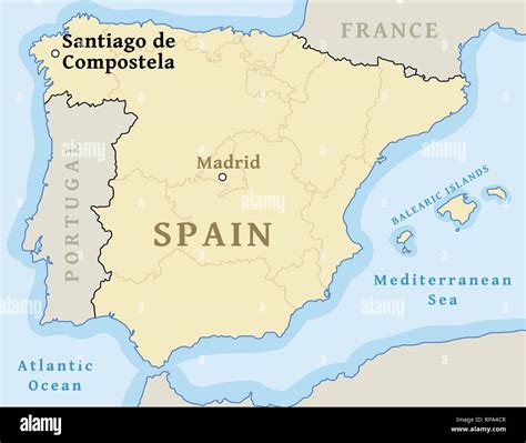 Map Of Spain Santiago De Compostela - State Coastal Towns Map