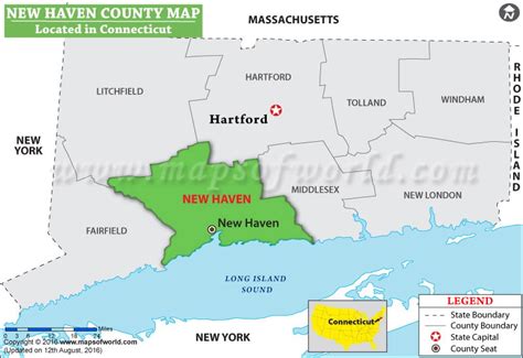 New Haven County Map, Connecticut