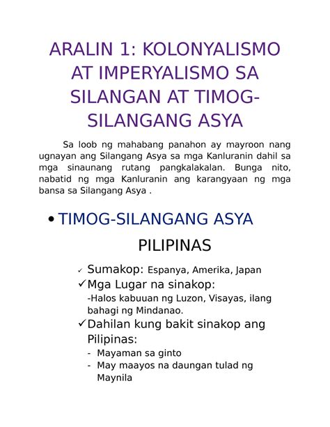 Kolonyalismo At Imperyalismo Sa Timog Silangang Asya 2 Pdf – NBKomputer