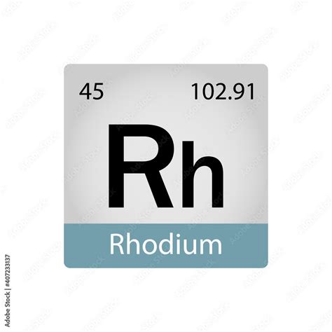 45 chemistry element. Rhodium element periodic table. Chemistry concept. Vector illustration ...