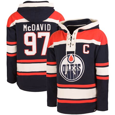 Men's Edmonton Oilers Connor McDavid '47 Navy Lacer Player Name ...