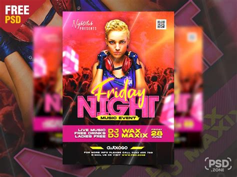 Friday Night Music Party Flyer PSD - PSD Zone