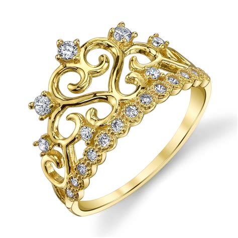 Tesori & Co - 14k Yellow Gold Crown Princess Tiara Ring - Walmart.com - Walmart.com