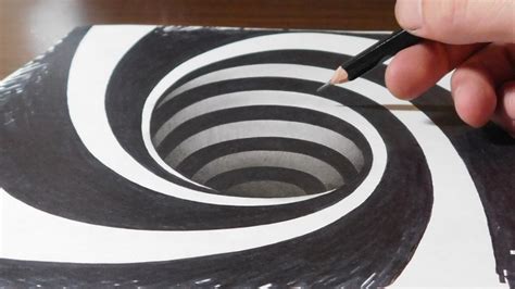 Drawing a Spiral Hole - Anamorphic Trick Art Illusion - YouTube