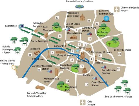 Turísticas de parís, mapa - Mapa de turísticas de París (Francia)