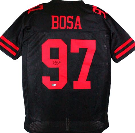 Nick Bosa Autographed Black Pro Style Jersey w/ Red Num- Beckett W *Bl ...