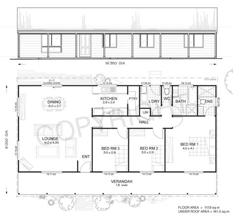 Argyle 3 - Met-Kit Homes - 3 Bedroom Steel Frame Kit Home Floor Plan ...