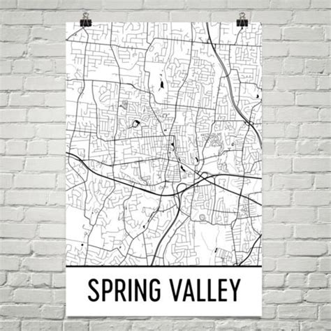 Spring Valley NY Map Spring Valley Art Spring Valley Print | Etsy