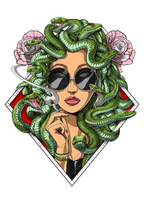 Medusa Smoking Weed Digital Art by Nikolay Todorov | Pixels