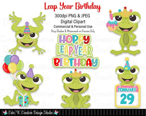 Leap Year Birthday Digital Clip Art Set Graphics Kristi W Designs ...