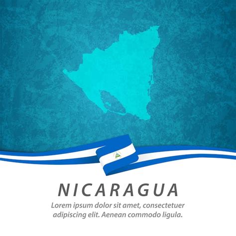 Premium Vector | Nicaragua flag with central map