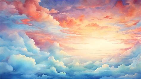 Premium AI Image | Watercolor Sunset Sky