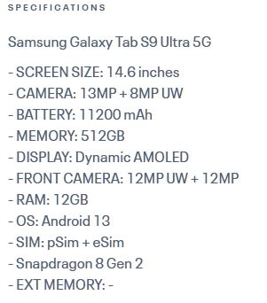 Samsung Galaxy Tab S9 Ultra Specifications and Exciting Features Leaked - Smartprix