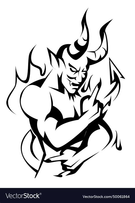 Black and white of devil Royalty Free Vector Image