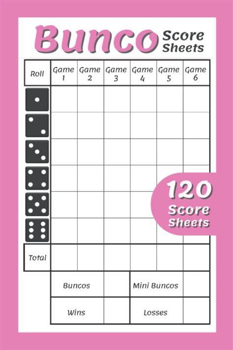 Bunco Score Sheets: 120 Score Keeping Pads for Bunco Dice Game Lovers ...