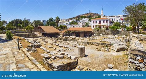 Ruins of the Mausoleum of Halicarnassus. Bodrum, Mugla Province, Turkey ...