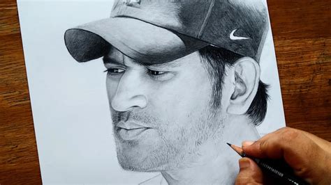 Ms Dhoni drawing || pencil sketch of ms dhoni || how to draw ms dhoni || dhoni drawing - YouTube