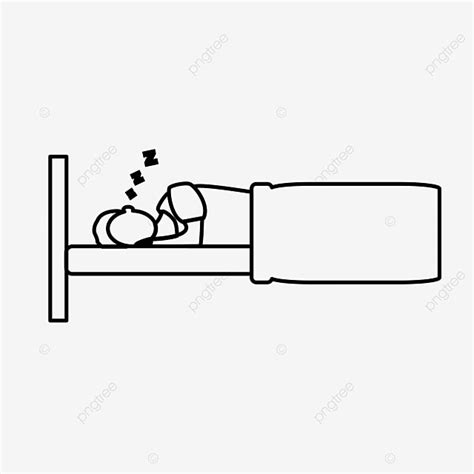 Bed Blankets Vector Design Images, Outline Illustration A Man Sleeping ...