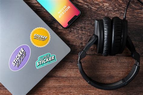 Free PSD | Adhesive sticker on laptop device