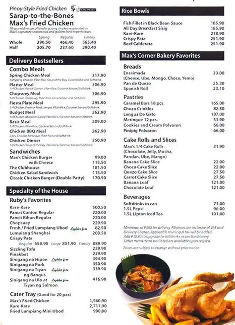 Max's Restaurant Menu, Menu for Max's Restaurant, Diliman, Quezon City - Zomato Philippines