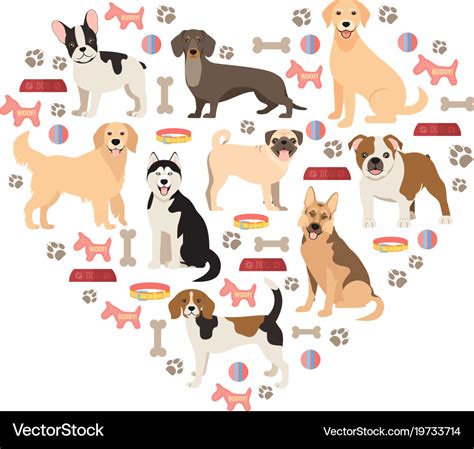 Dog lovers flat style collection cartoon dogs Vector Image