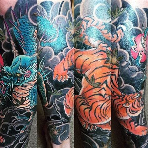 40 Tiger Dragon Tattoo Designs For Men - Manly Ink Ideas