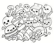 Coloriage Nourriture facile kawaii dessin gratuit à imprimer