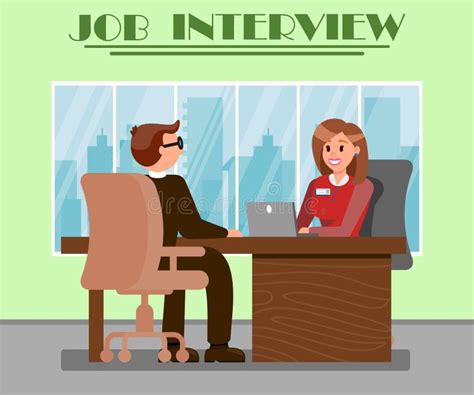 Man At The Interview For Job Illustration Stock Illustration - Illustration of drawn, people ...