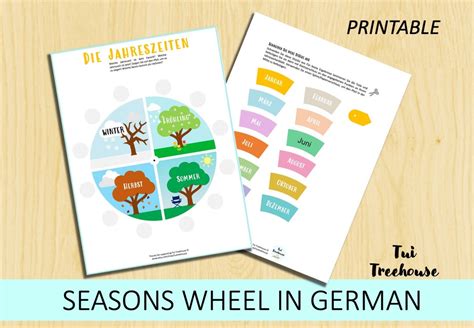 Seasons Printable in GERMAN, Months of the Year Busybook Page and Perpetual Calendar, Preschool ...