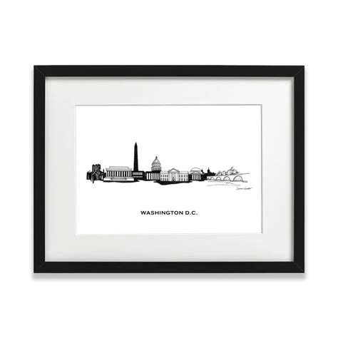 Washington D.C. Skyline Hand Drawn Print - Etsy