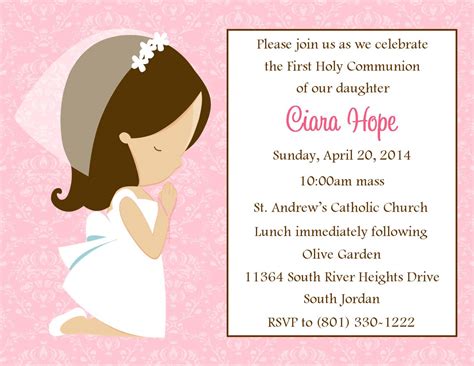 First Communion Invitation - Girl (Digital File) | sweetdesignsbyregan